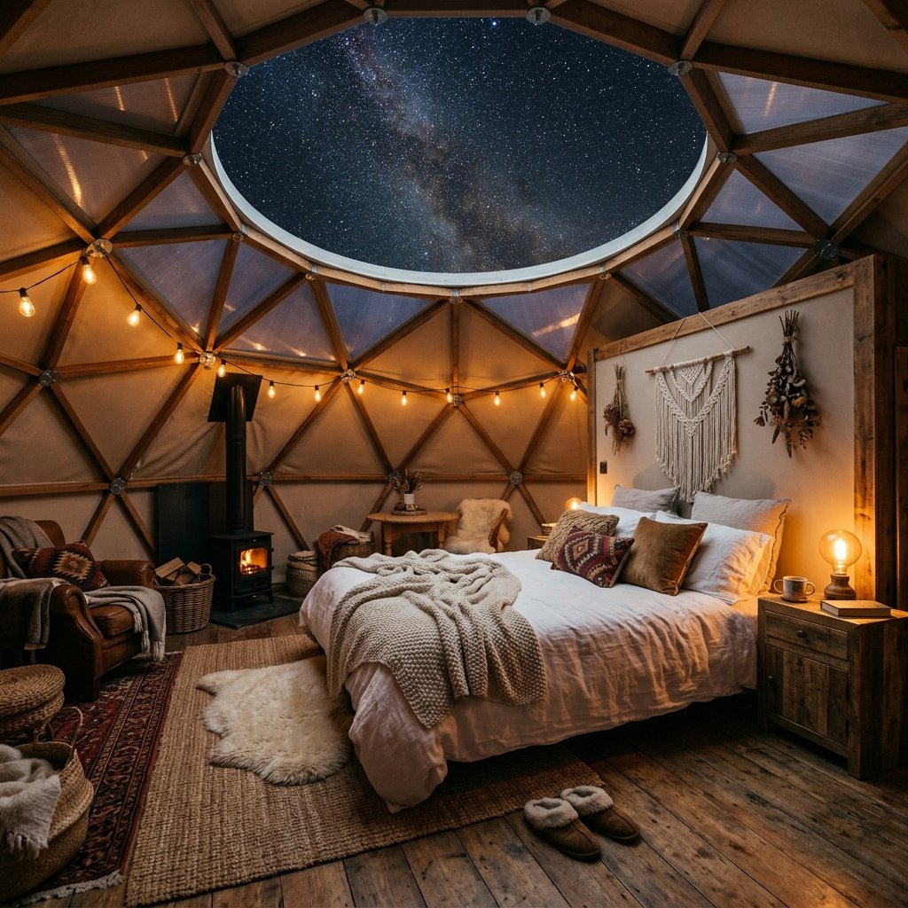 Interior de cúpula geodésica